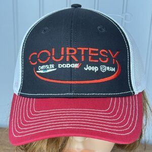Courtesy Chrysler Dodge Jeep RAM Trucker Hat Cap Mesh Red White Black Embroidery